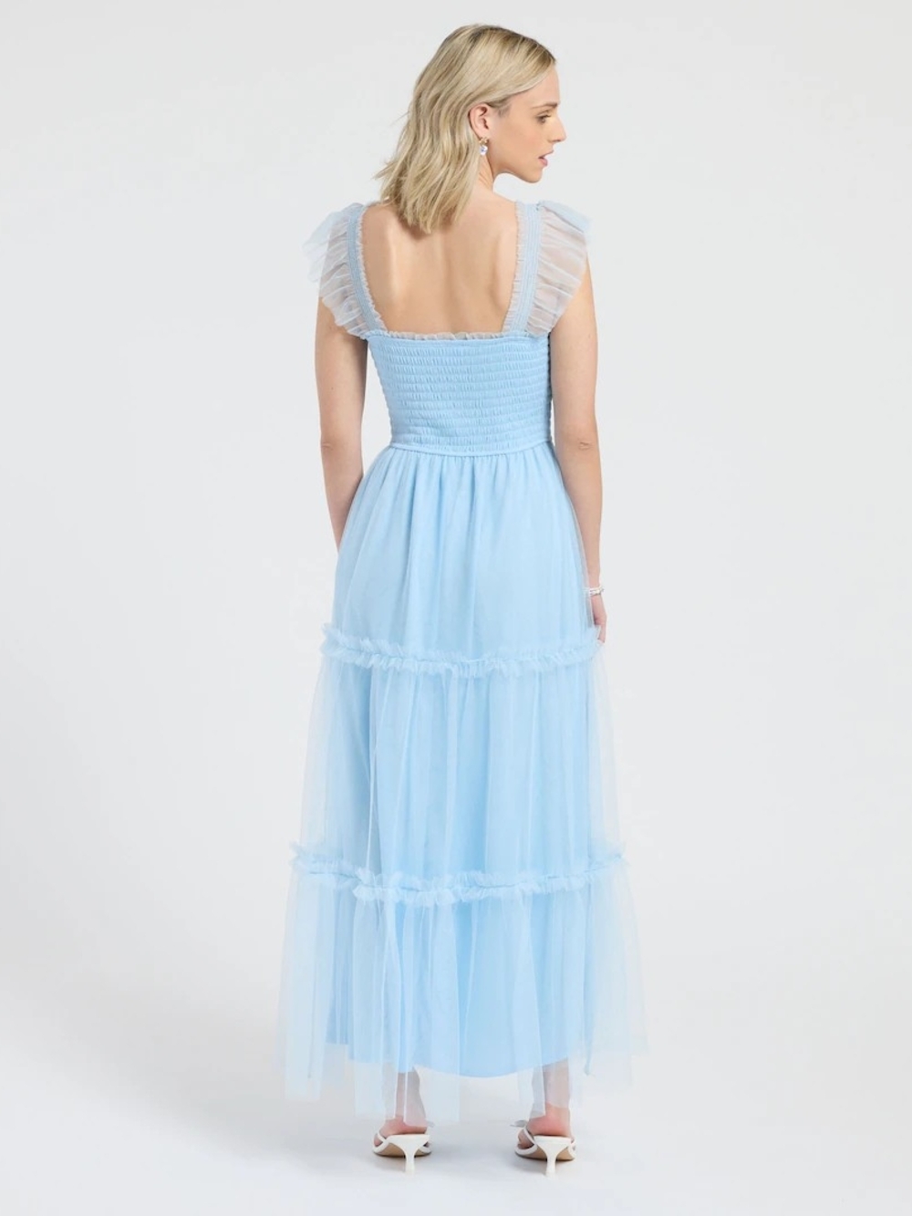 Light Blue Ruffle Strap Maxi Dress - Picture 3 of 5